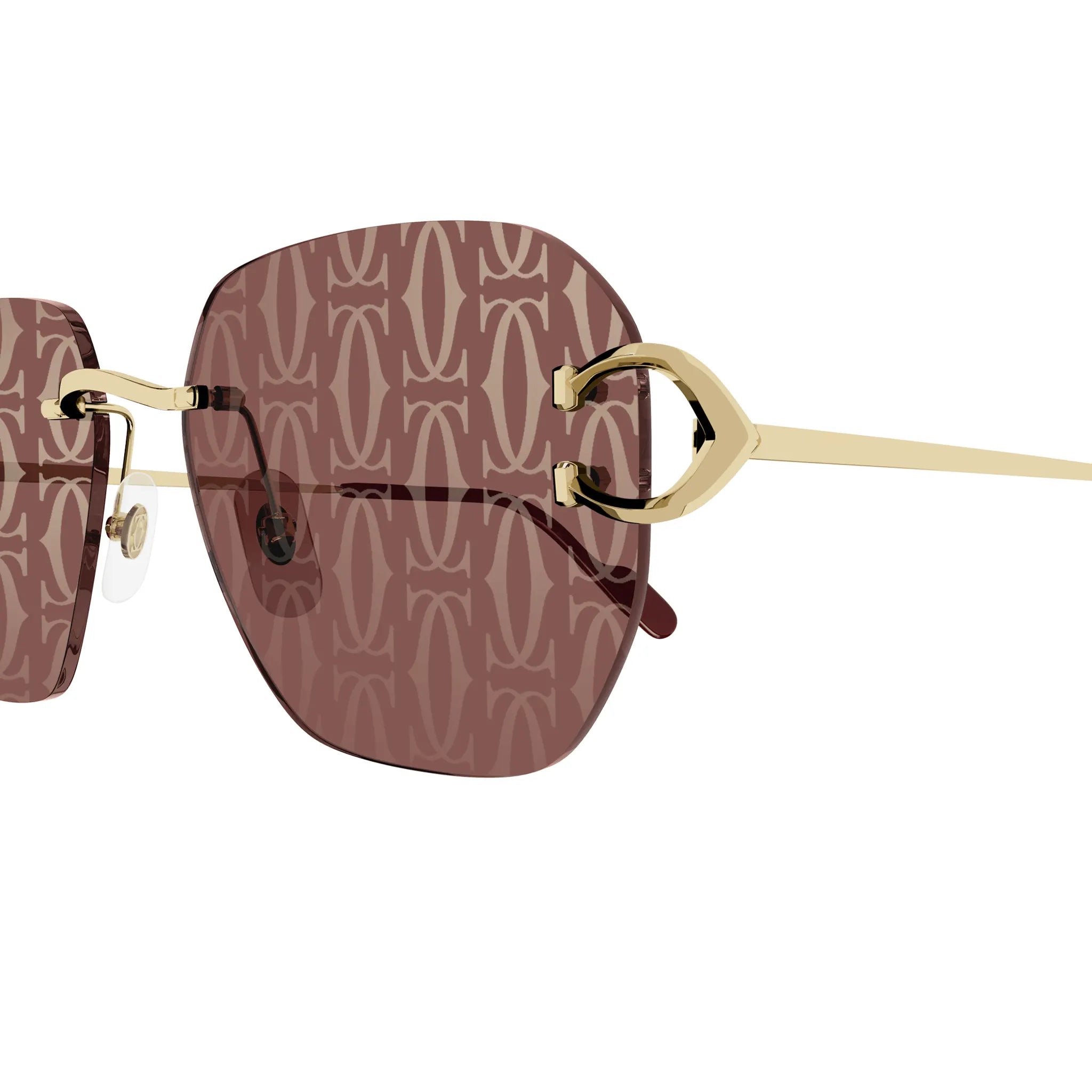 Detail view of Cartier Eyewear CT0394S-003 Gold Red Sunglasses
